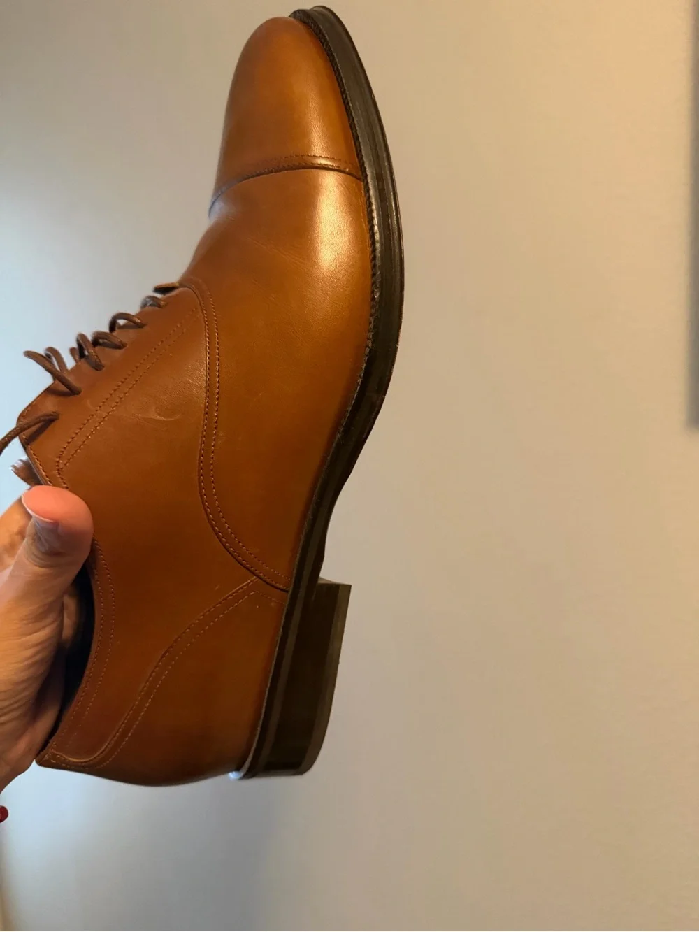 Cole Haan Men’s Tan Leather Cap-Toe Derby